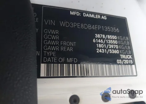 2015 Mercedes-Benz Sprinter 2500 High Roof из США, поврежденный, VIN WD3PE8DB4FP135356